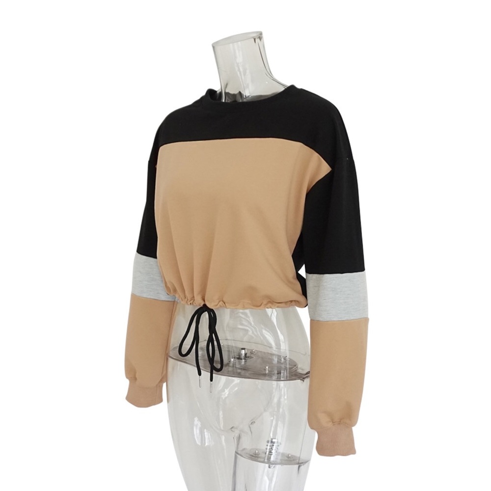 😘Take It Easy Black Beige Crew Neck Top - Picture 5 of 8